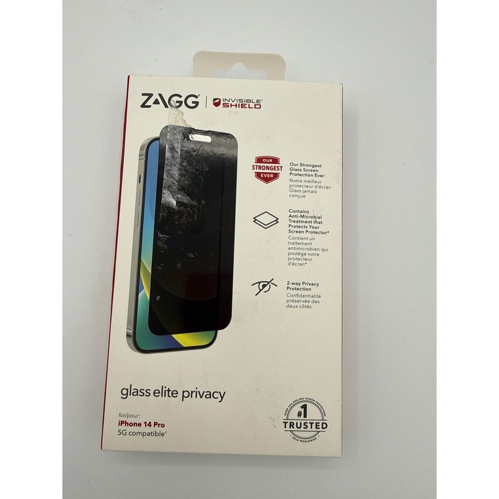 ZAGG Screen Protector iPhone 14 Pro Black New Privacy Glass Elite 5G Compatible